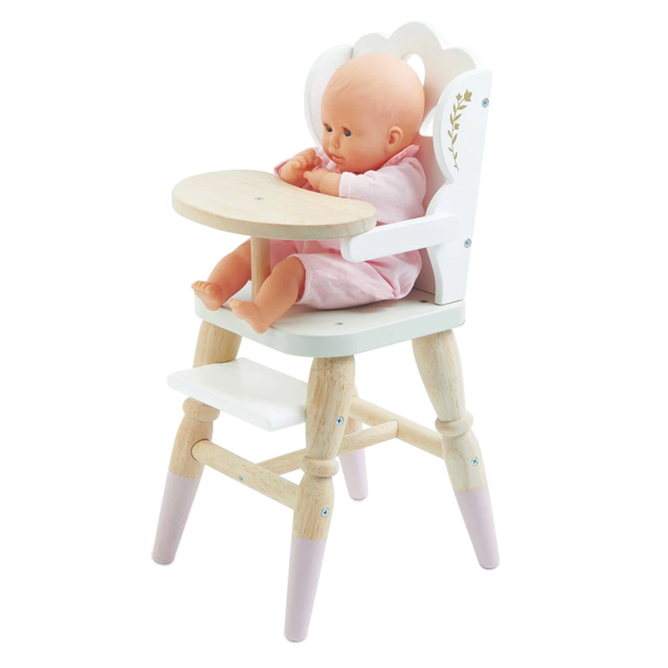 Simulation Mini Wooden Feeding Chair for Baby Doll