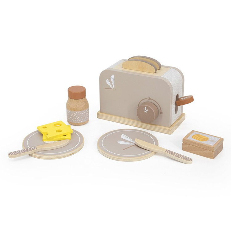 Kitchen Pretend Play Wooden Toaster Toy Set For Kids