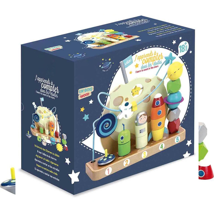 Wooden Space Stacking Toy with Beads Maze