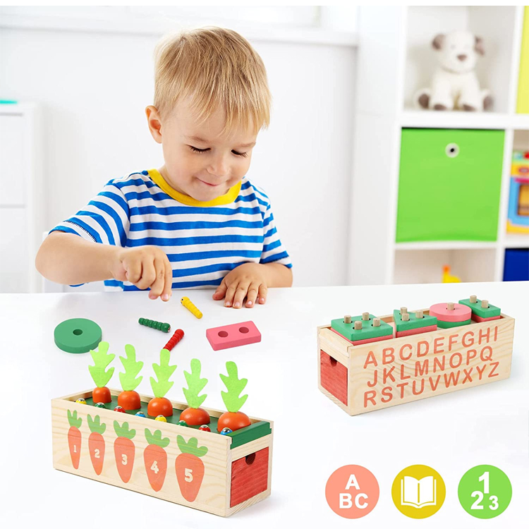 5 in 1 Busy Box Wooden Montessori Toys for 2+ Year Old