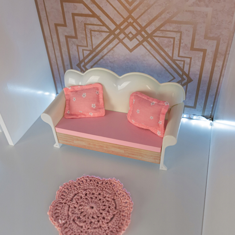 White Wooden Doll House with LED Light